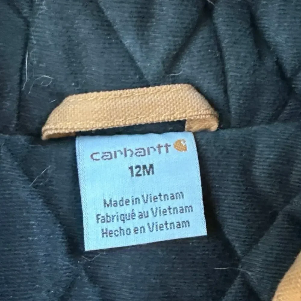 Carhartt Baby Full-Zip Insulated Hooded Canvas Jacket Infant Size 12 months